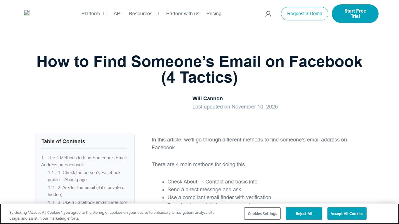 How to Find Someone's Email on Facebook (4 Tactics) - UpLead